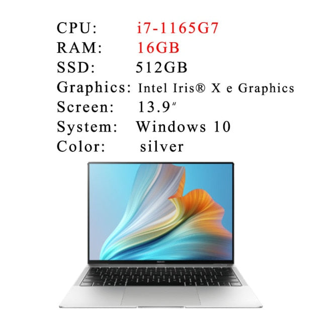 HUAWEI MateBook X Pro 2021 laptop i7-1165G7 16GB 1TB 13.9-inch 3K ...